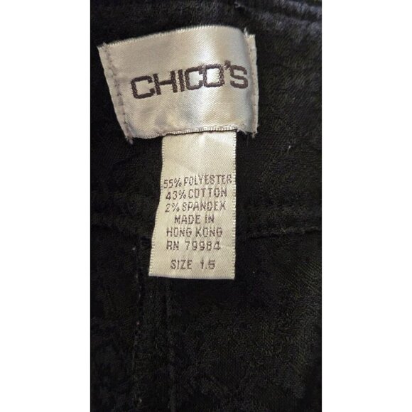 Chico's Embossed dress Pants Black Jacquard size 1.5 - Picture 4 of 8